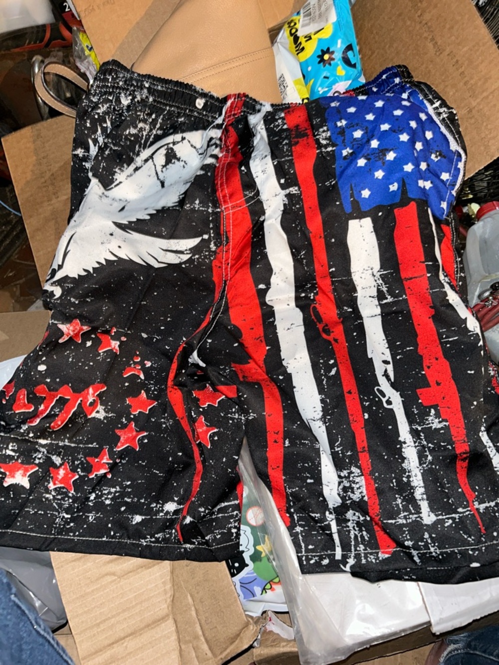 American Flag Graphic Board Shorts - Red, White & Blue